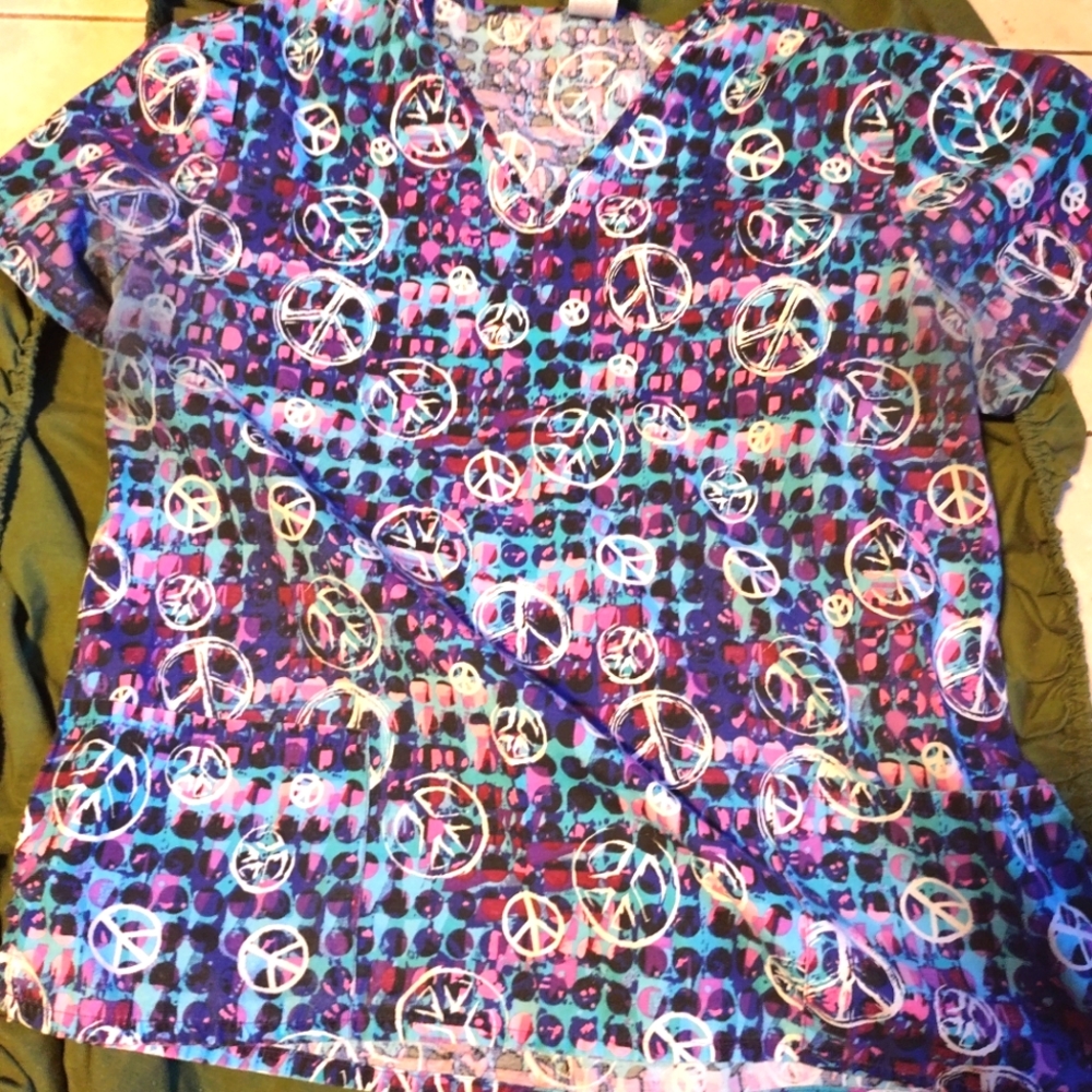 graphic scrub top